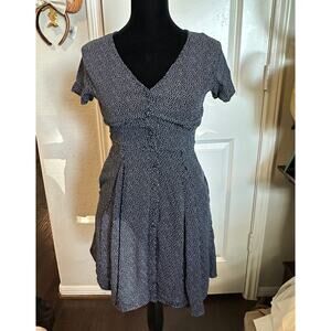 Abercrombie & Fitch Y2K Navy Polka Dot Mini Dress XS Empire Waist Retro